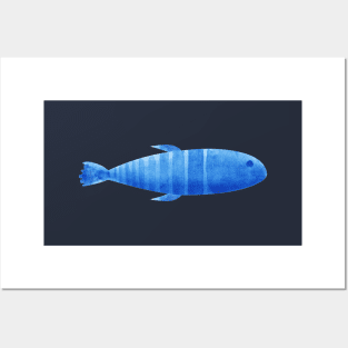 Blue watercolor fish Posters and Art